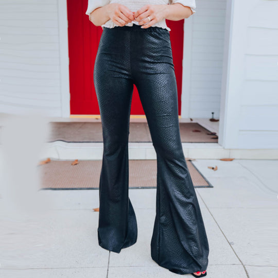 Damen Elegante Schlaghose im Schlangenleder-Look R&B