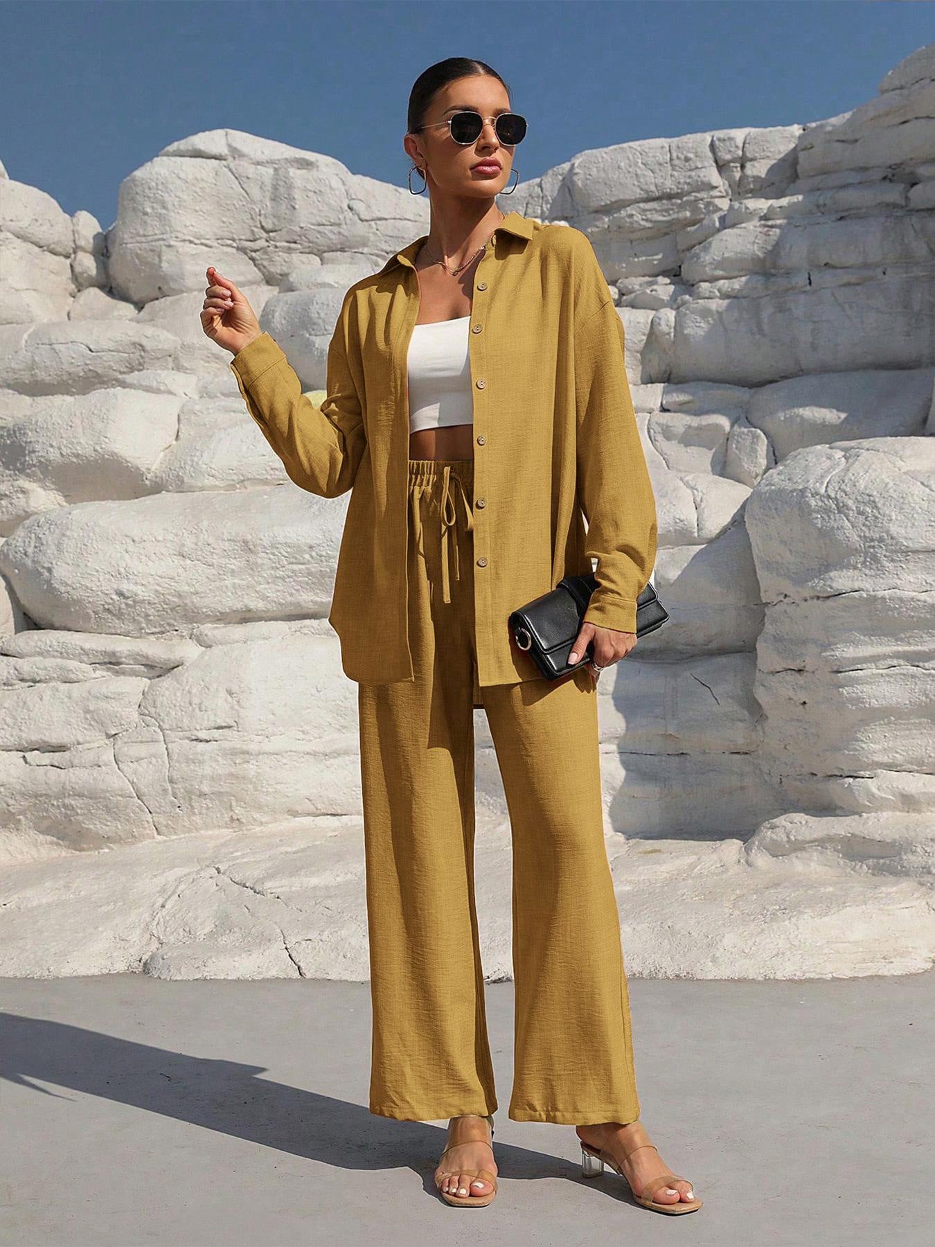 Damen elegantes und lässiges Loungewear-Set mit lockerer Passform R&B
