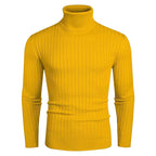 Herren Rollkragenpullover aus elastischem Strickmaterial mit feinem Rippendesign