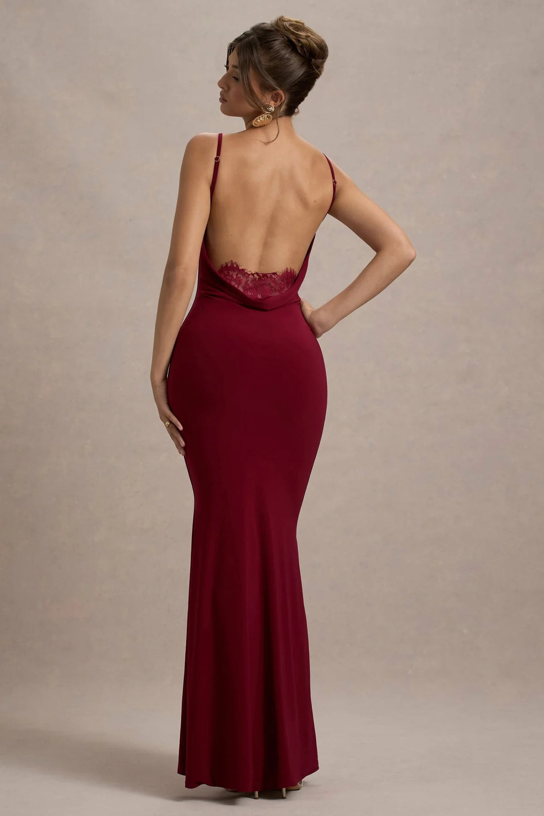 Damen Elegantes Floor-Length Kleid mit Off-Shoulder Rücken R&B