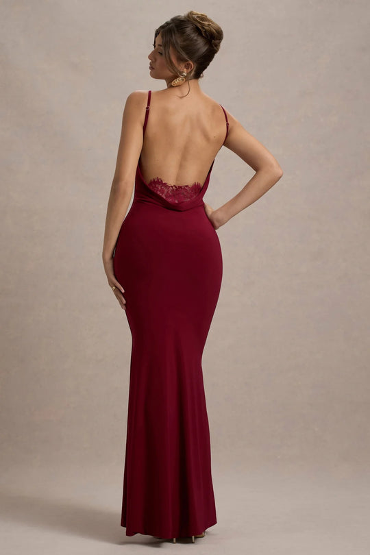 Damen Elegantes Floor-Length Kleid mit Off-Shoulder Rücken R&B