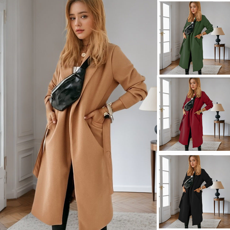Damen modischer Longblazer mit praktischem Taschen R&B