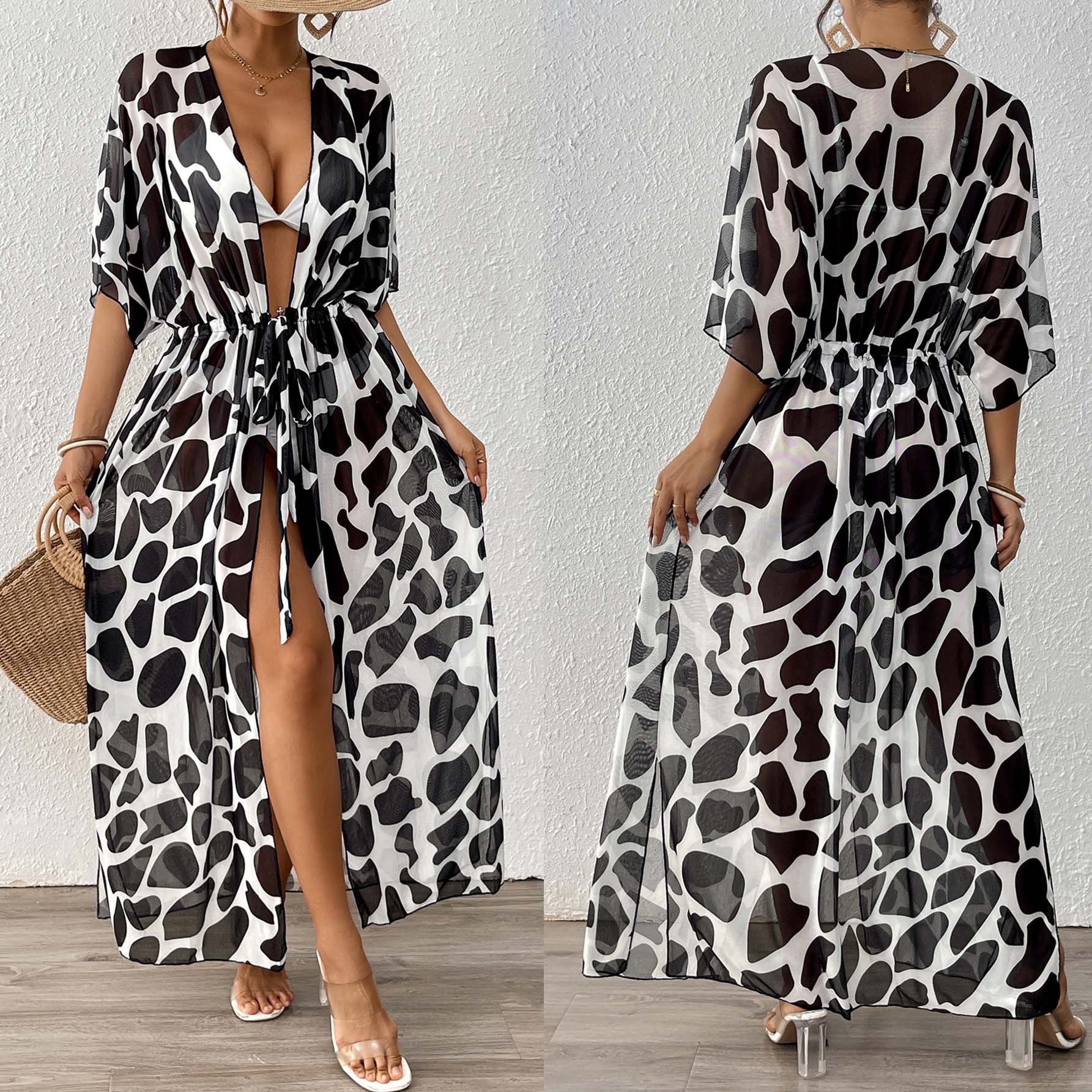Damen modischer Strandkaftan mit seitlichem Kordelzug R&B