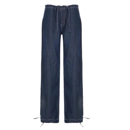 Damen Weite Jeans mit elastischem Taillenbund und verstellbarem Saum R&B