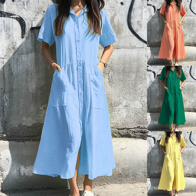 Damen Hemdkleid mit Knopfdetails und praktischen Taschen R&B