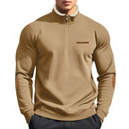 Herren nan Halbzip-Troyer mit Teddyfleece-Kragen und Leder-Ellbogenpatches R&B