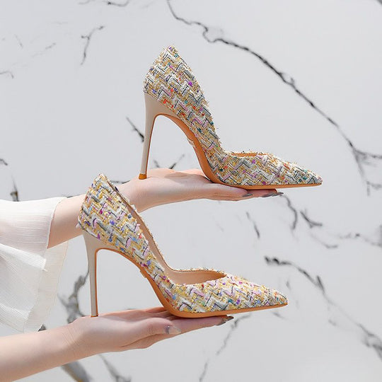 Damen elegante Stiletto-Pumps mit modernen Textilien R&B
