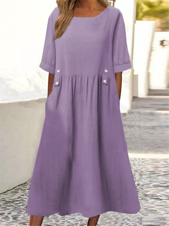 Damen unkompliziertes Sommerkleid mit praktischen Taschen und einem lockeren Schnitt R&B