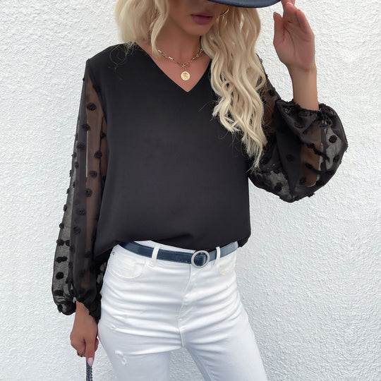 Damen Elegante Bluse mit dekorativen Puffärmeln und feinen Strukturen R&B