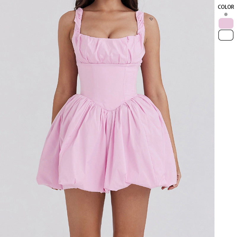 Damen Verspieltes Mini-Kleid mit voluminösem Rock und gerafften Details R&B