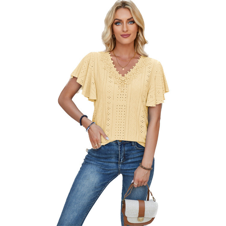 Damen Spitzenshirt mit Volants R&B