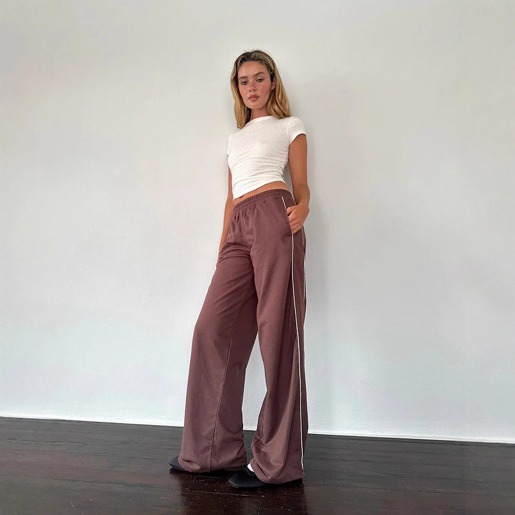 Damen weite Freizeithosen mit seitlichen Streifen und elastischem Bund R&B