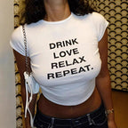 Damen Crop-T-Shirt mit inspirierendem Schriftzug und lässigem Schnitt R&B