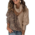 Damen Modisches Hemd mit Leopardenmuster und Rollkragen R&B