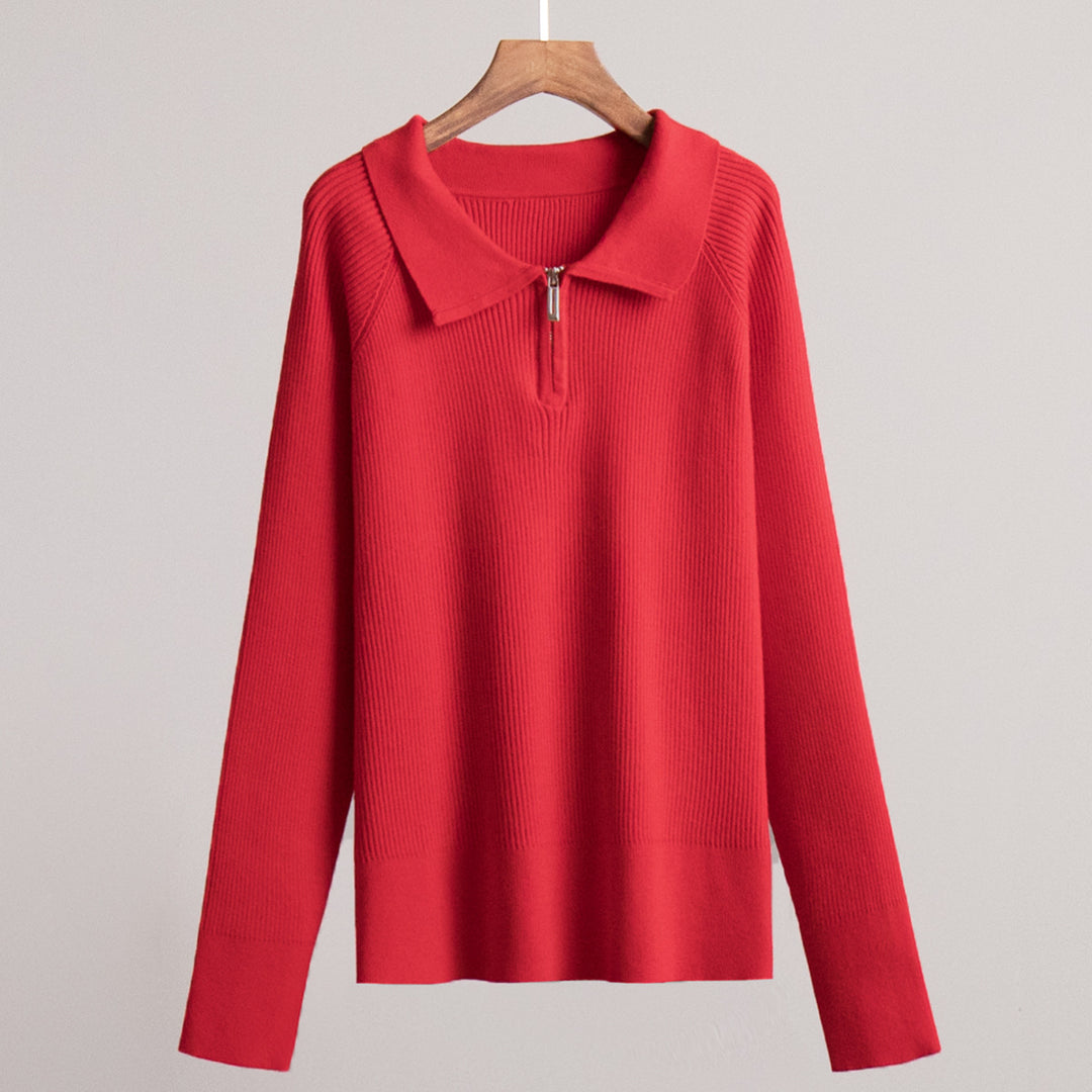 Damen Gemütlicher Feinstrickpullover mit Kängurutasche und Kragen R&B