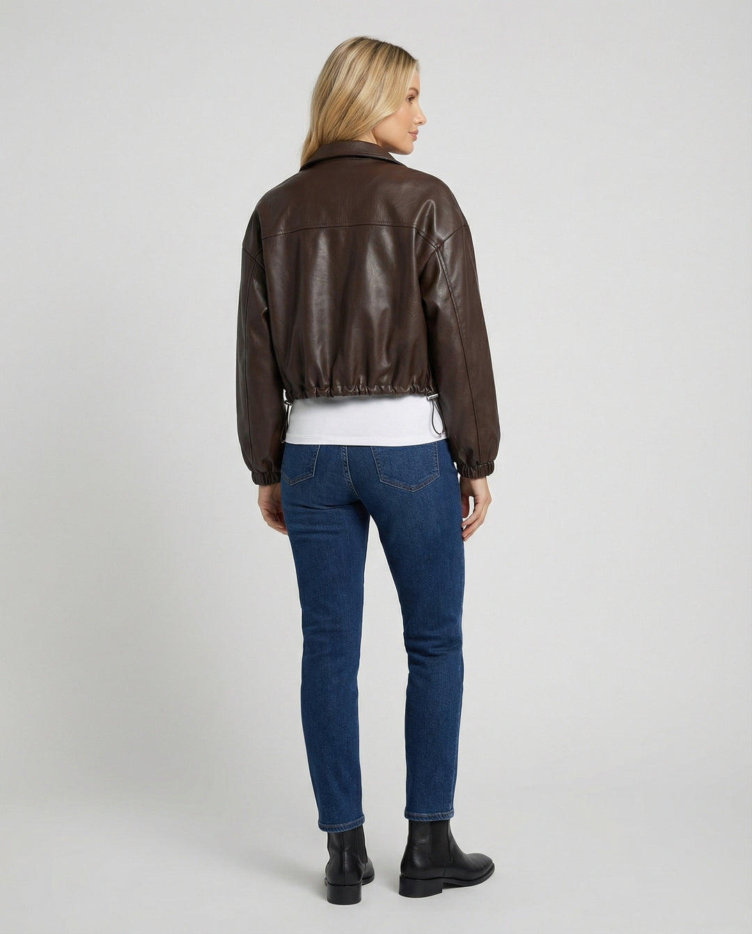 Damen kurz geschnittene Hemdjacke mit Kapuze, großen Pattentaschen und Kordelzugsaum R&B