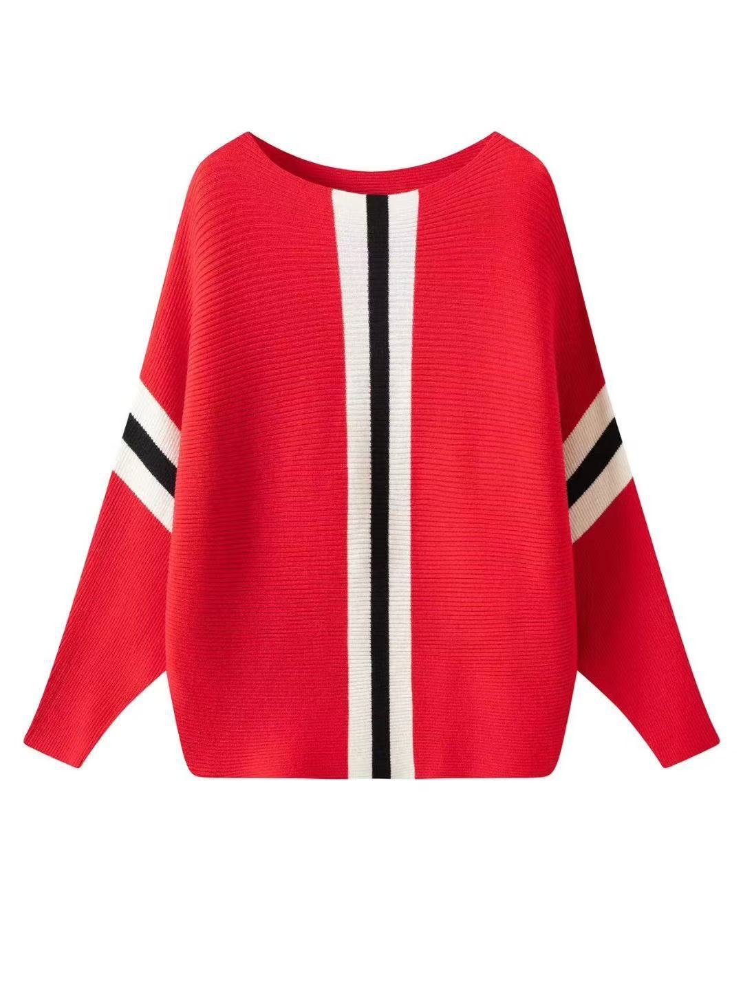 Damen Grobstrickpullover mit modernen Streifen R&B