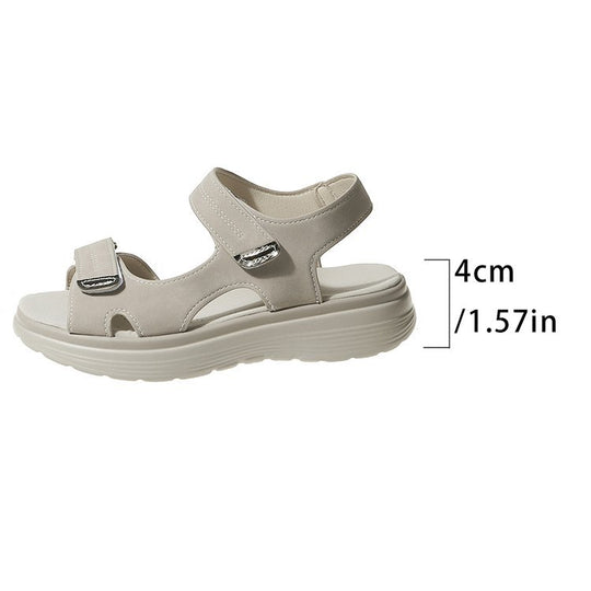 Damen Komfortable Plateau-Sandalen mit verstellbarem Riemen und ergonomischem Fußbett R&B