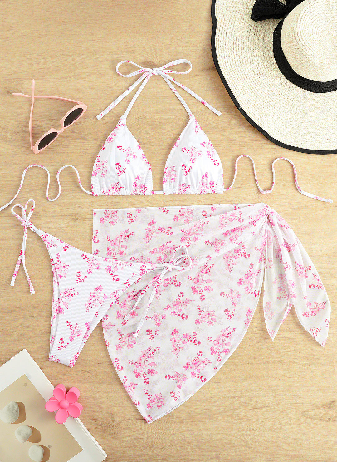 Damen Triangel-Bikini-Set mit elegantem Wickelrock R&B