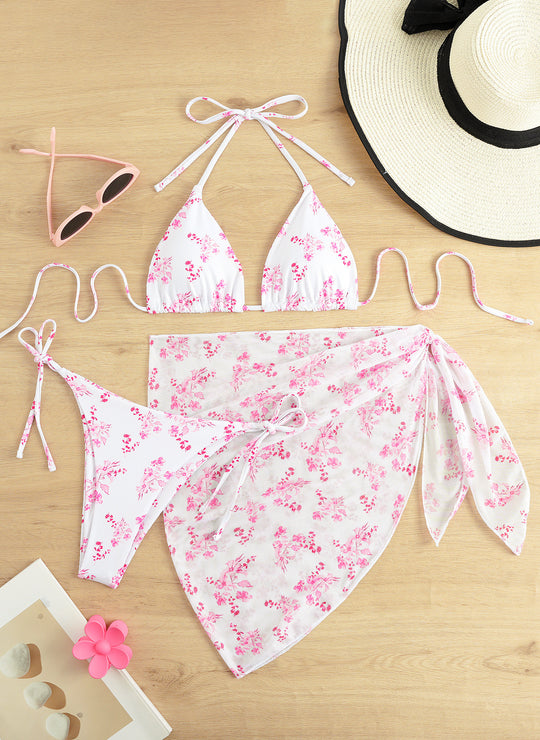 Damen Triangel-Bikini-Set mit elegantem Wickelrock R&B