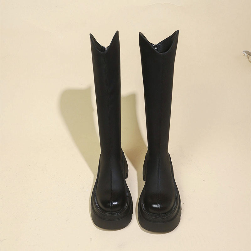 Damen kniehohe Stiefel mit elegantem Schnitt und robuster Sohle R&B