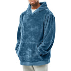 Herren kuscheliger Hoodie mit praktischen Kängurutaschen und hohem Kragen R&B