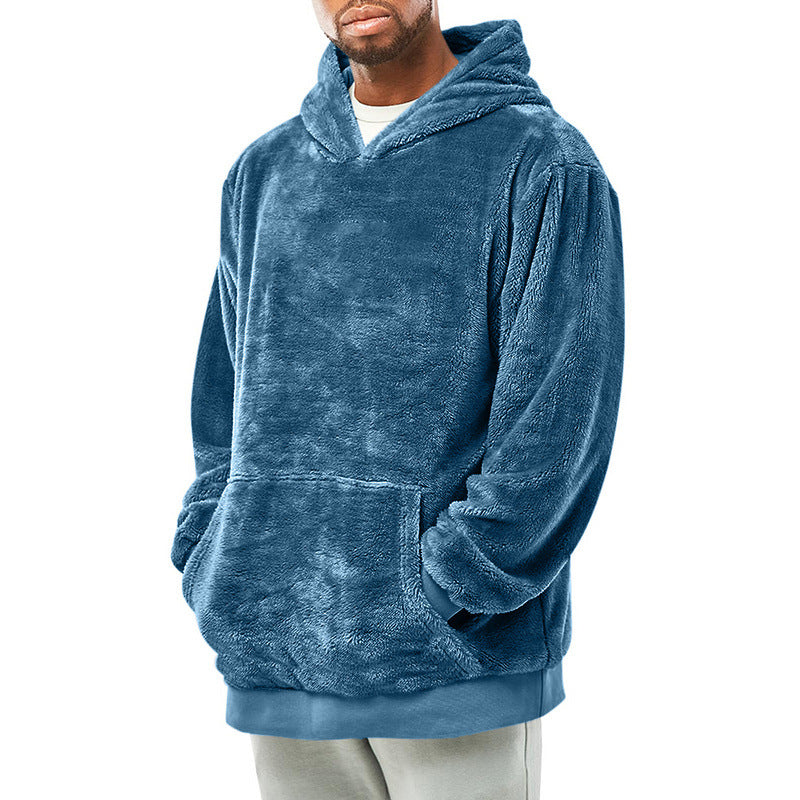 Herren kuscheliger Hoodie mit praktischen Kängurutaschen und hohem Kragen R&B