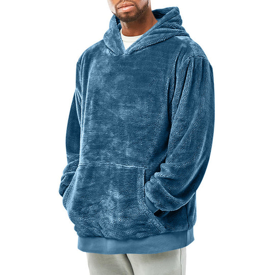 Herren kuscheliger Hoodie mit praktischen Kängurutaschen und hohem Kragen R&B