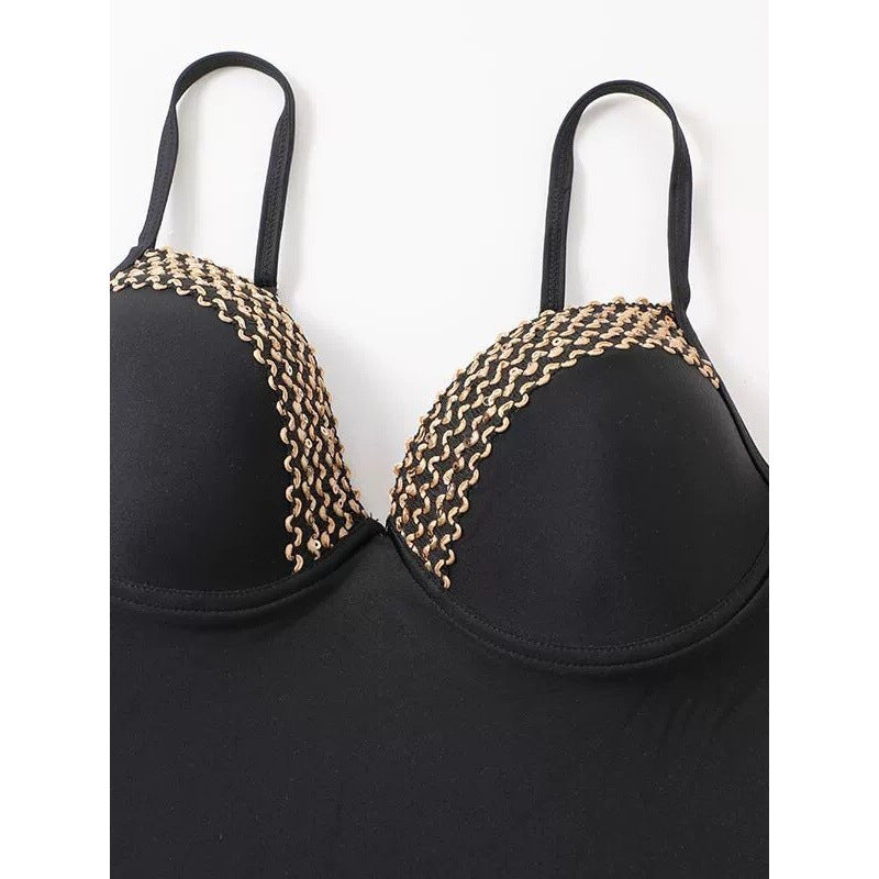 Damen Einteiler Badeanzug mit eleganten Überwurf-Details R&B