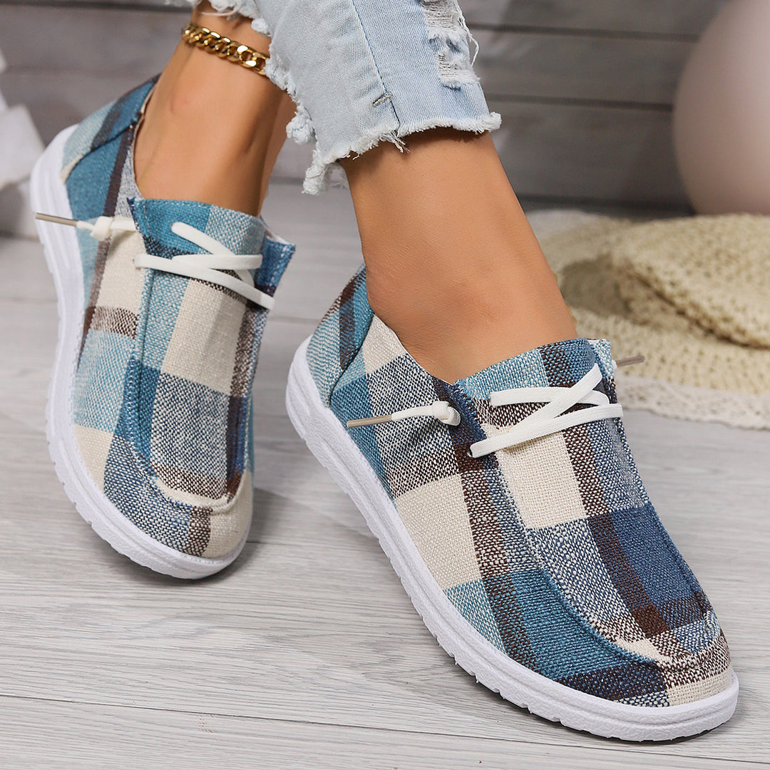 Damen Casual Sneakers im modischen Karomuster R&B