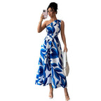Damen Maxikleid mit asymmetrischem Schnitt und floralem Design R&B