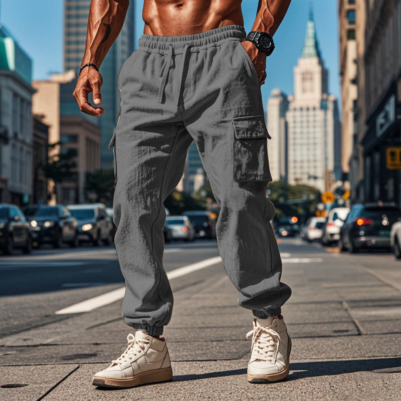 Herren Cargo-Jogginghose mit verstellbarem Kordelzug und mehreren Seitentaschen R&B