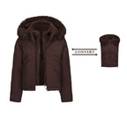 Damen Wendejacke mit abnehmbarer Kapuze und Kunstfell von