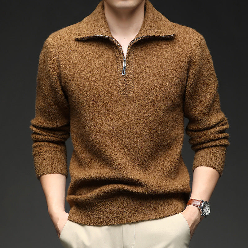 Herren Pullover mit hohem Kragen und Reißverschluss R&B