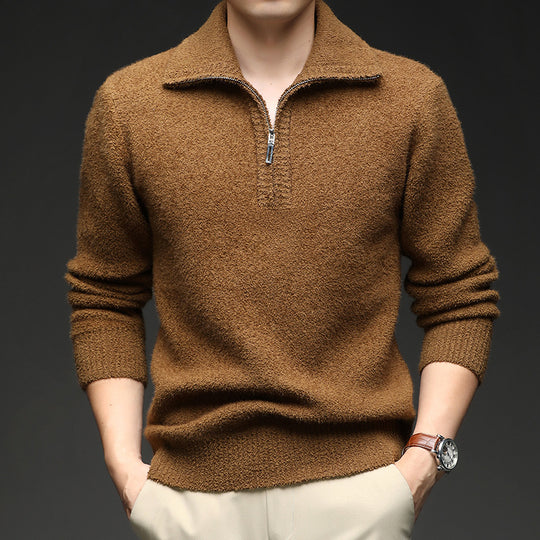 Herren Pullover mit hohem Kragen und Reißverschluss R&B