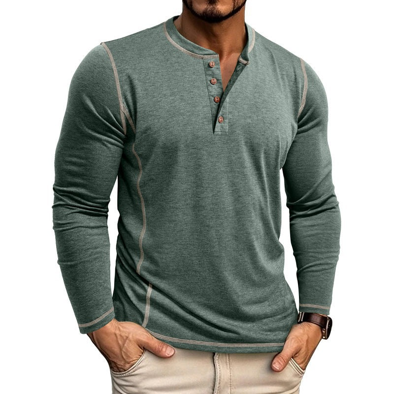 Herren Langarmshirt mit Knopfleiste R&B