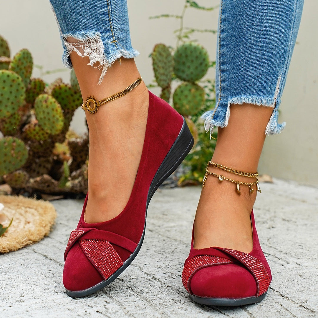 Damen elegante Ballerinas mit glamourösem Strassdetail R&B