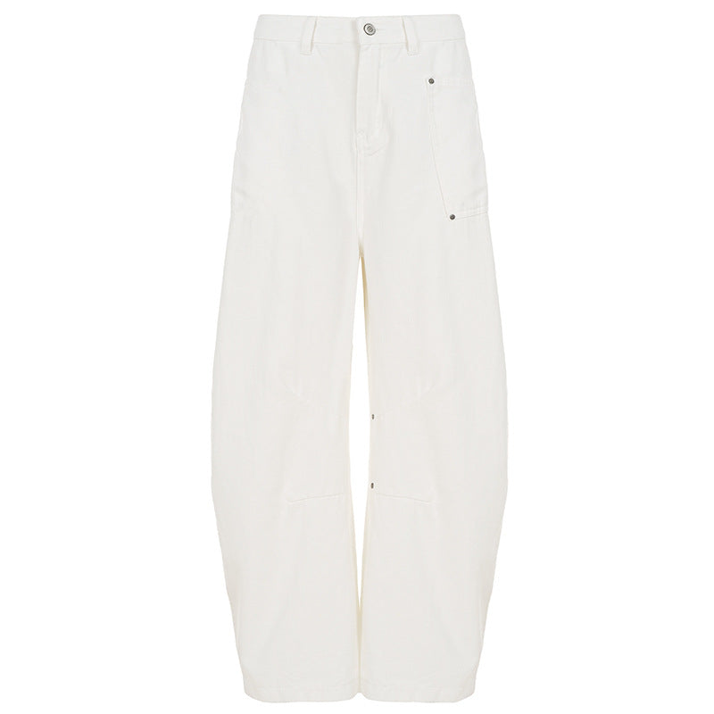 Damen Weite Cargo-Hose mit praktischen Seitentaschen und Hochbund R&B