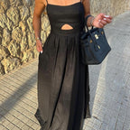 Damen Maxikleid mit hohem Beinausschnitt und raffiniertem Cut-Out R&B