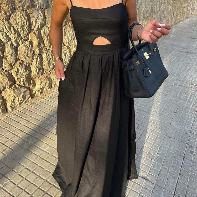 Damen Maxikleid mit hohem Beinausschnitt und raffiniertem Cut-Out R&B