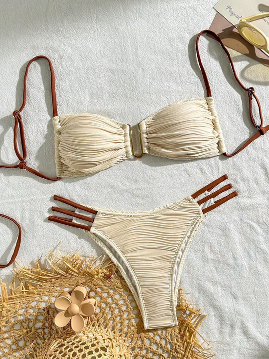 Damen Bandeau-Bikini mit modischem Rüschendesign R&B