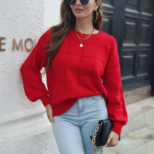 Damen Chic-Strickpullover mit strukturiertem Wellenmuster R&B