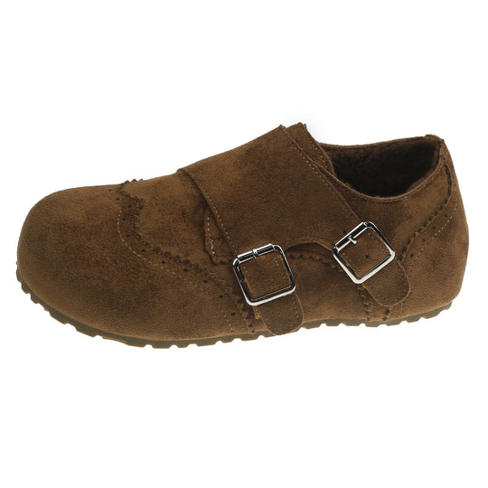 Damen komfortable Clogs aus weichem Wildleder mit modischem Schnallenverschluss R&B