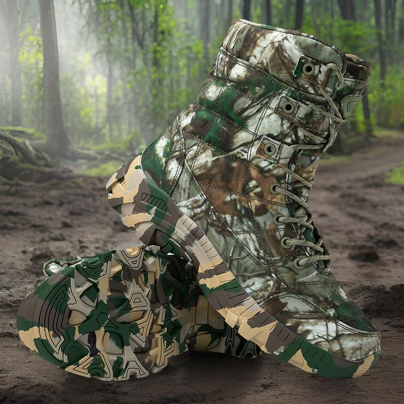 Herren hochgeschnittene Camo Einsatzstiefel mit schnelltrocknendem Obermaterial R&B