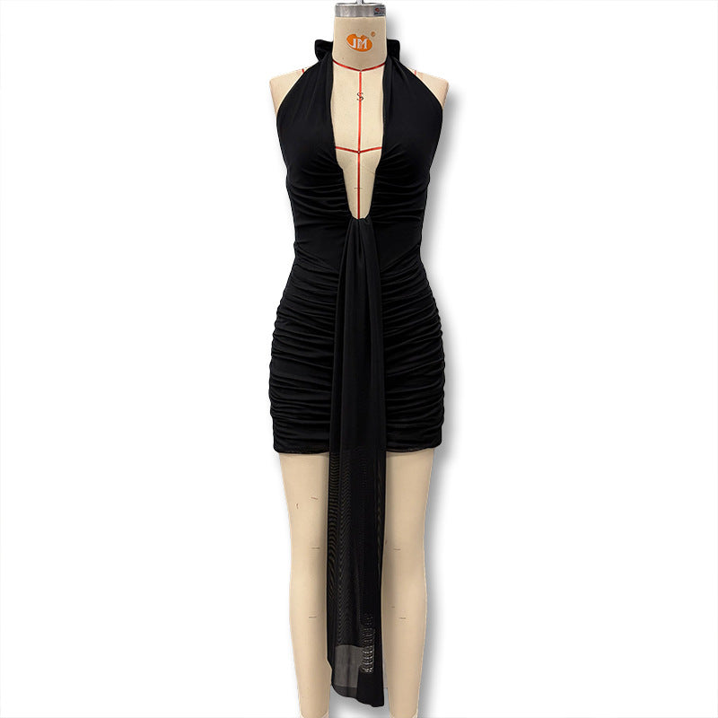 Damen Minikleid mit raffiniertem Tiermuster und tiefem V-Ausschnitt R&B