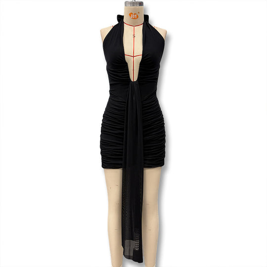 Damen Minikleid mit raffiniertem Tiermuster und tiefem V-Ausschnitt R&B