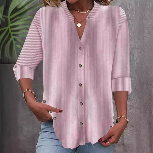 Damen Button-Down Blusenshirt mit eleganten Streifen R&B