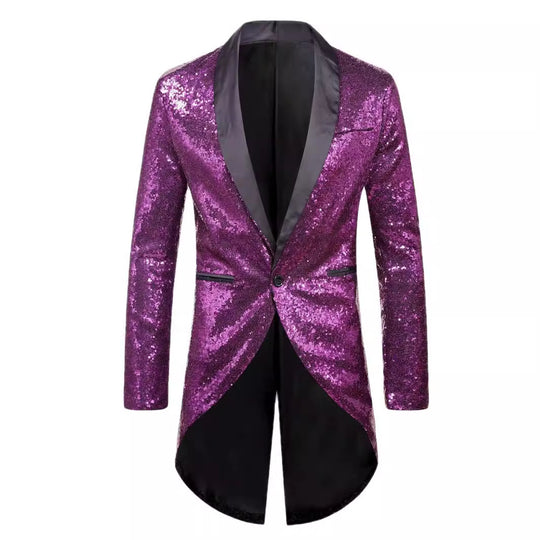 Herren Glitzernder Anzugblazer mit elegantem Schalkragen R&B