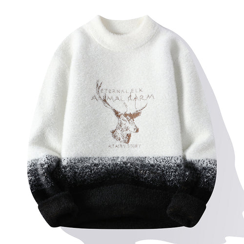 Damen Flauschiger Winterpullover mit kreativem Motiv und hohem Kragen R&B