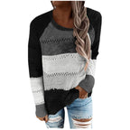 Damen gestreifter leichter Strickpullover